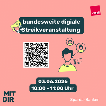 Auf dem Bild stehen alle Daten und ein QR Code zur digitalen Streikversammlung.